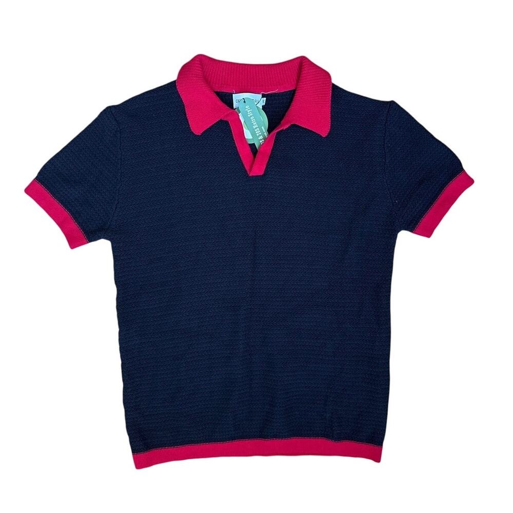 OXKnit Men's Knit Polo in Black and Red Size XL New with tags 100% Cotton Retro